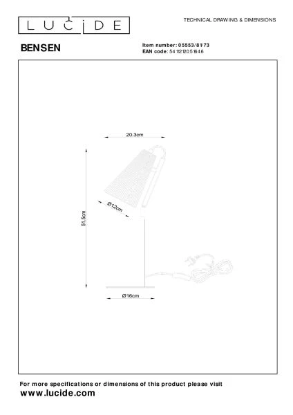 Lucide BENSEN - Table lamp - 1xE14 - Natural - technical